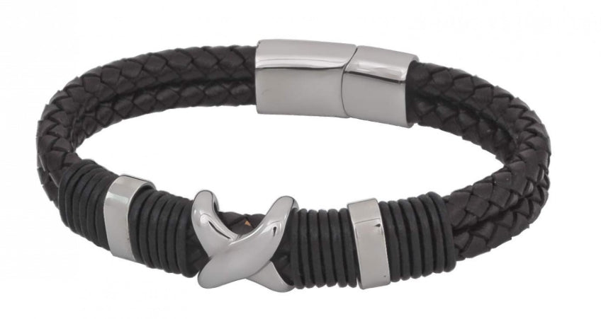 Black Double Leather Bracelet