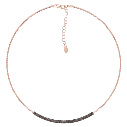 Rose Gold Wire Necklace With Brown Carbon Dust