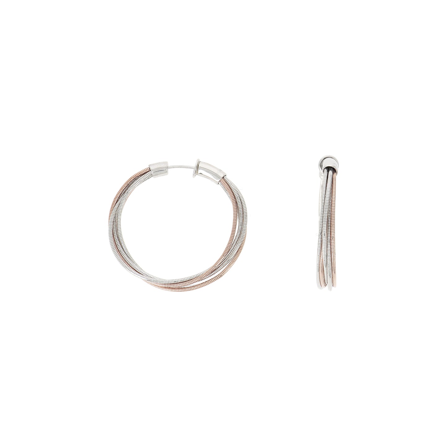 Rose Gold and Silver Hoop Earrings