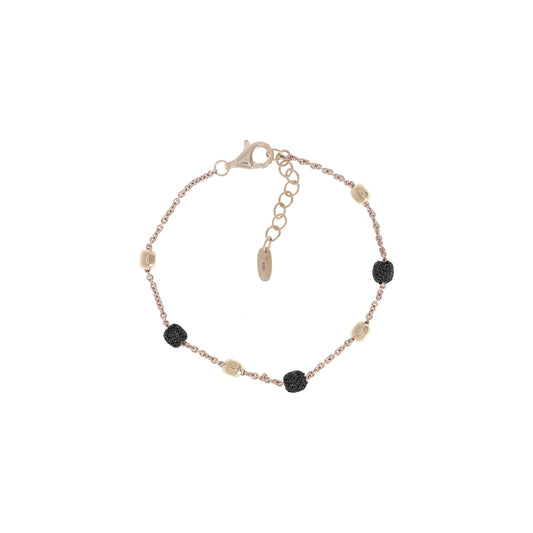 Rose Gold Chain Bracelet With Beads & Black Carbon Dust
