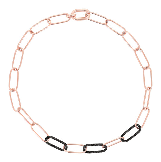 Rose Gold Chain Necklace With Black Carbon Dust