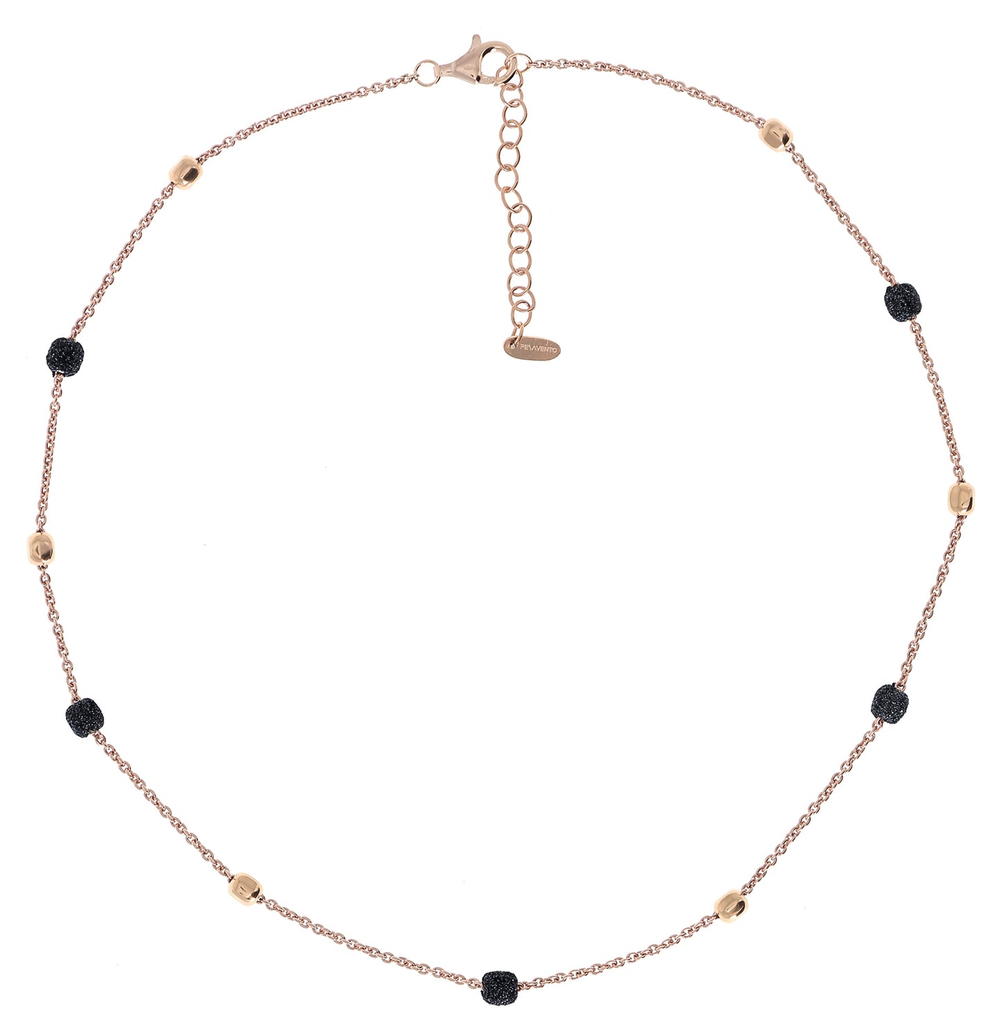 Rose Gold Chain Necklace With Beads & Black Carbon Dust