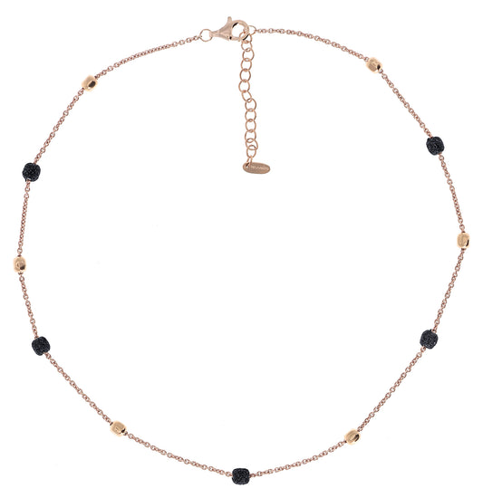 Rose Gold Chain Necklace With Beads & Black Carbon Dust