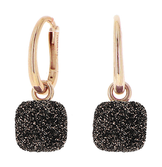 Rose Gold Earrings With Brown Carbon Dust