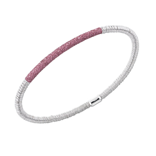 Silver Bracelet With Pink Carbon Dust
