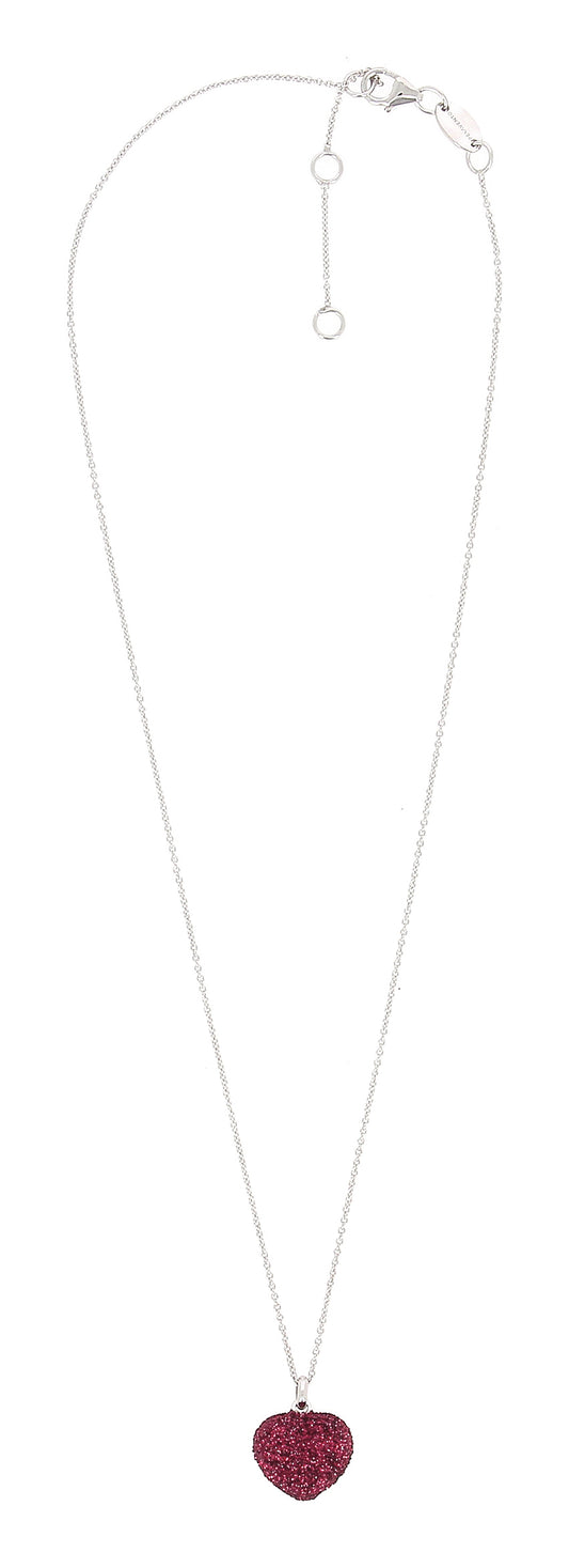 Silver Necklace With Red Carbon Dust Heart