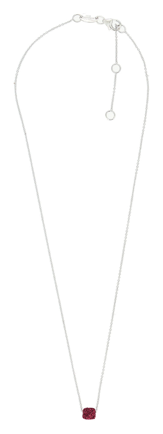 Silver Necklace With Red Carbon Dust Pendant