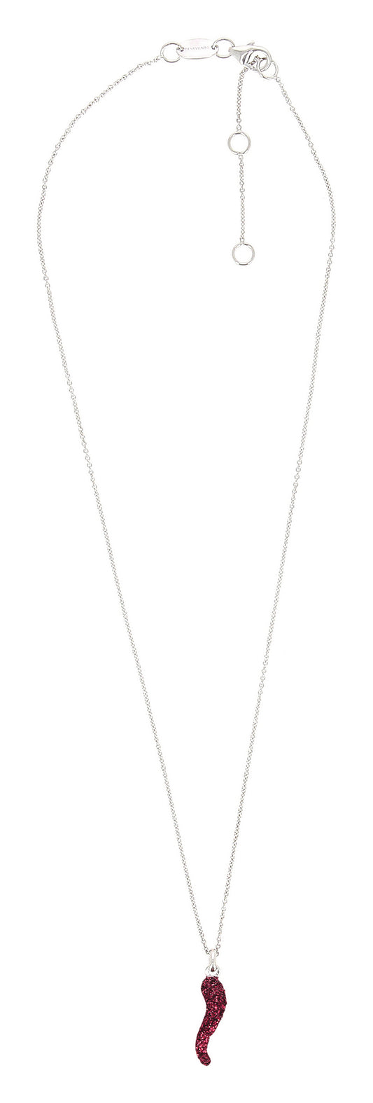 Silver Necklace With Red Carbon Dust Pendant