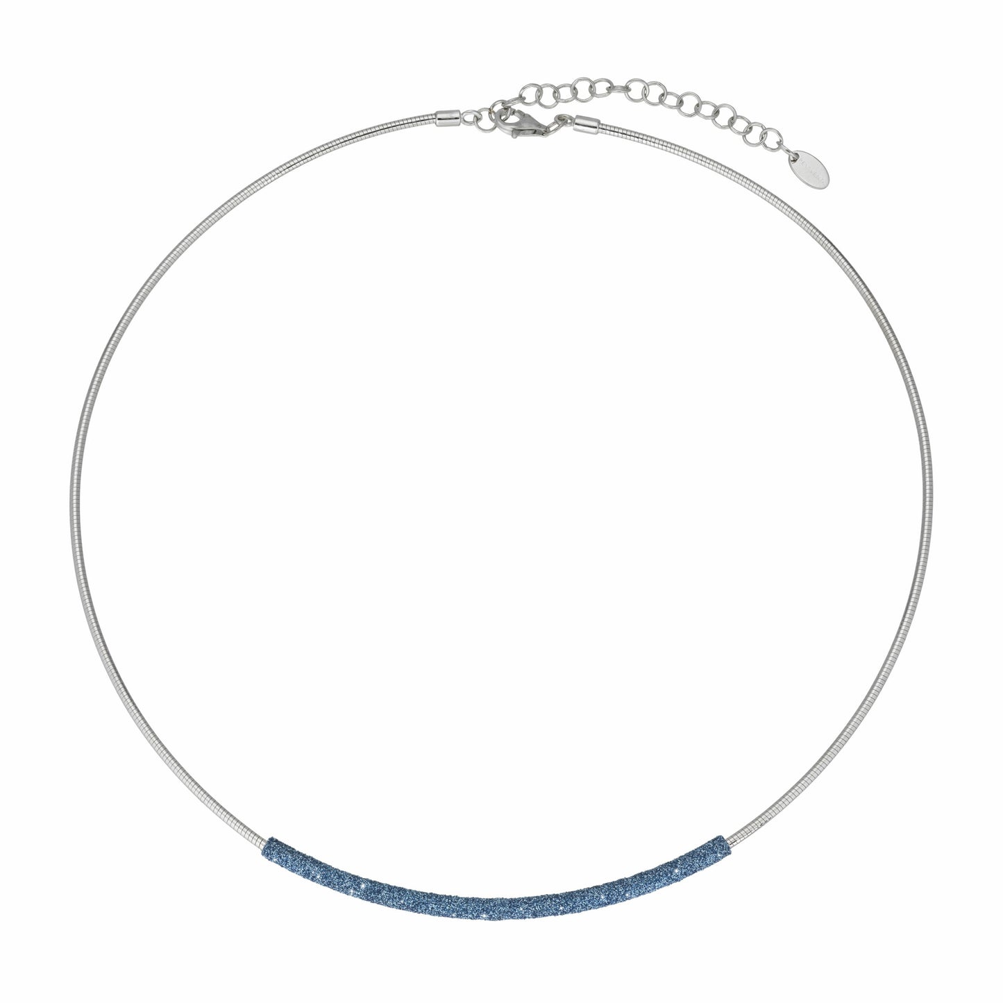 Silver Necklace With Blue Carbon Dust