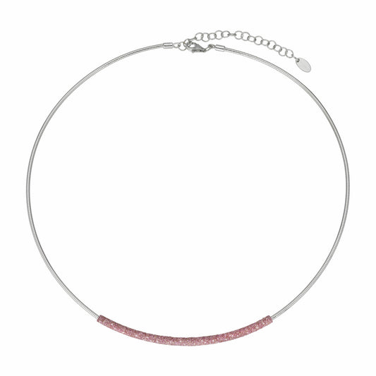 Silver Necklace With Pink Carbon Dust