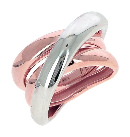 Rose gold and silver rhodium ring